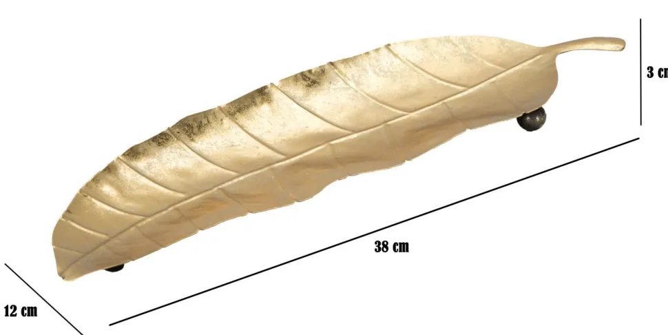 Plateau en métal doré forme feuille
