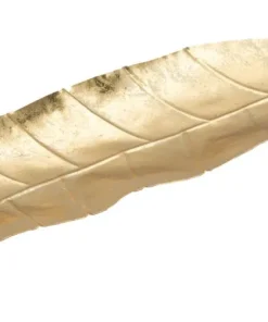 Plateau en métal doré forme feuille