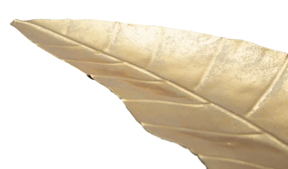 Plateau en métal doré forme feuille