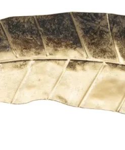 Plateau en métal doré forme feuille