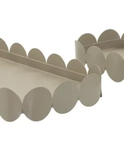 Plateaux rectangulaires en métal gris colombe bord ondulé set de 2