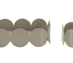 Plateaux rectangulaires en métal gris colombe bord ondulé set de 2