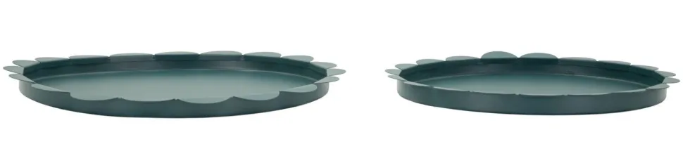 Plateaux ronds métal bleu canard set de 2 pcs