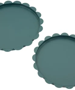 Plateaux ronds métal bleu canard set de 2 pcs