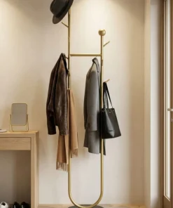 Portant à vêtements Axi métal doré base marbre noir