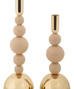 Porte-bougie Bolly rose en ensemble de 2 pièces et finitions dorées