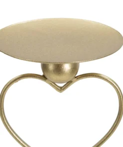 Porte-bougie cœurs en métal doré et base en marbre blanc