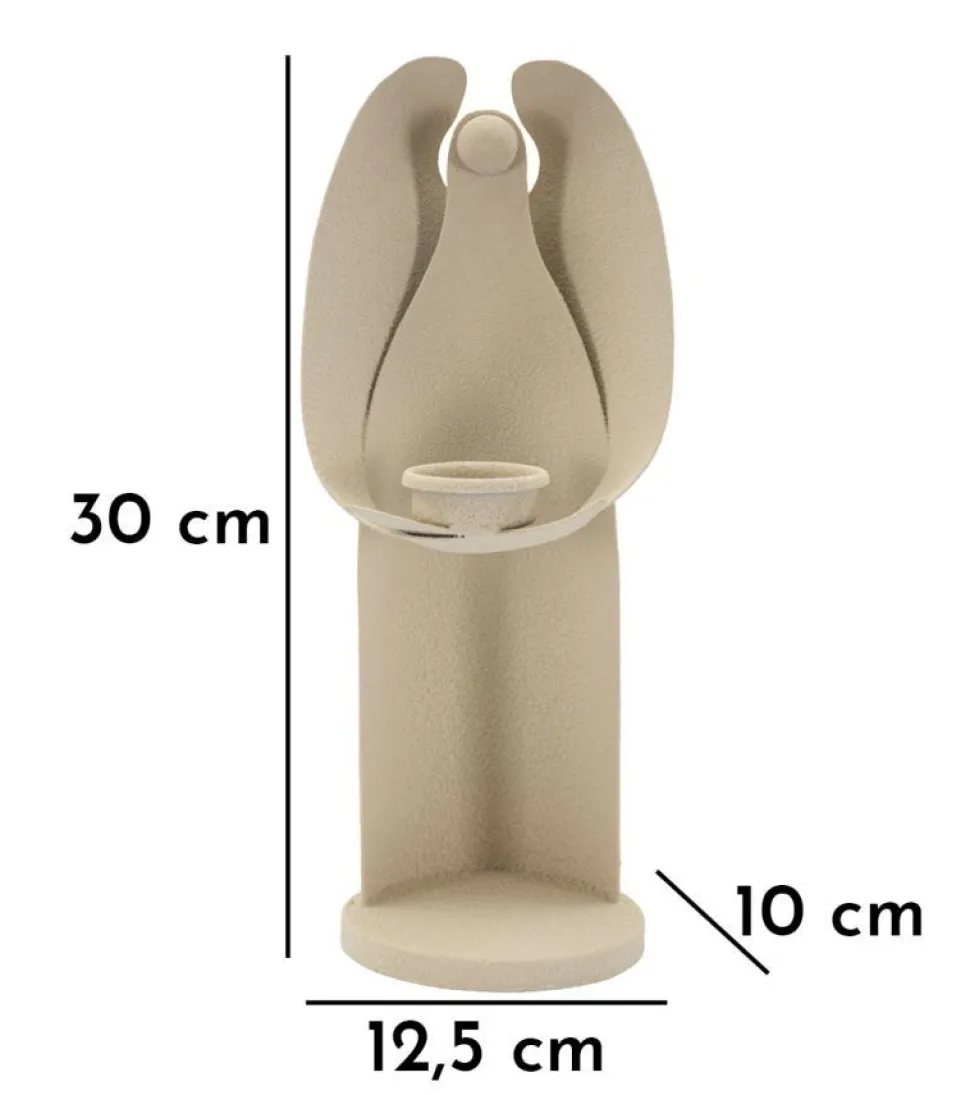 Porte-bougie design angélique en métal couleur Beige