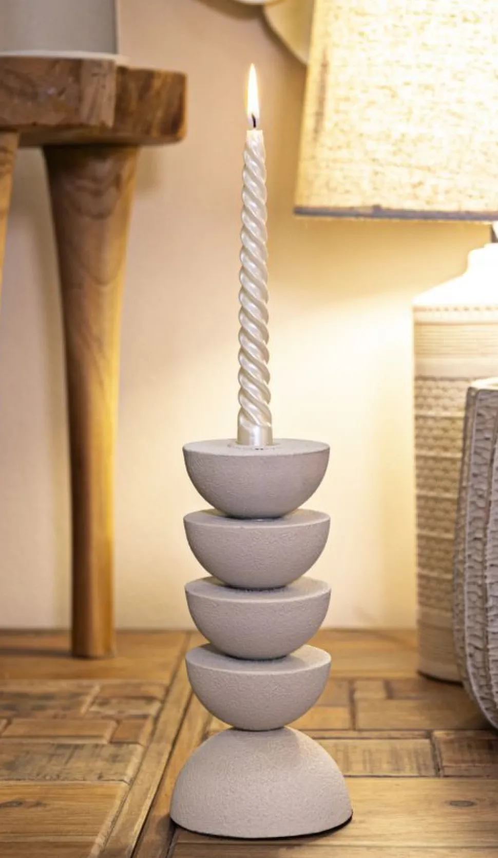 Porte-bougie Dune en céramique Beige