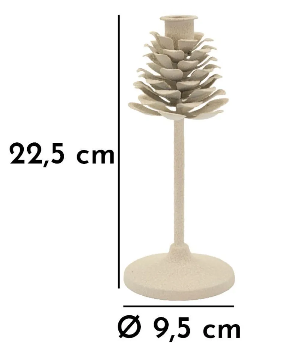 Porte-bougie Dune en métal beige
