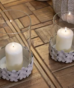 Porte-bougie Dune Verre avec base décorée de papillons