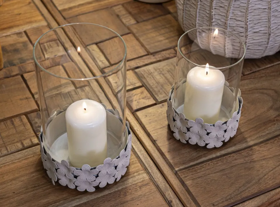 Porte-bougie Dune Verre avec base décorée de papillons