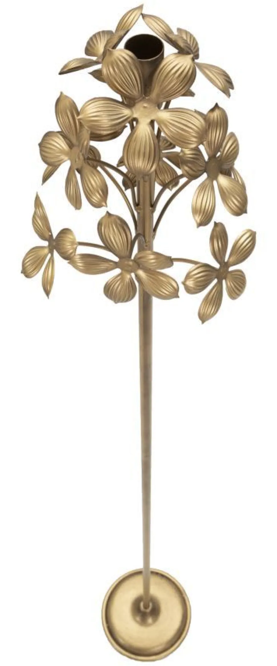 Porte-bougie en métal doré décorations florales