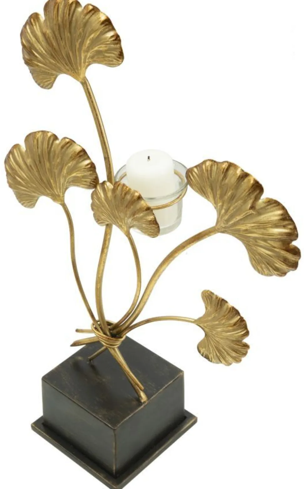 Porte-bougie Glam Iris Doré et base Noir