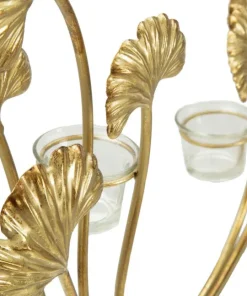 Porte-bougie Glam Métal Doré et Verre base Noir