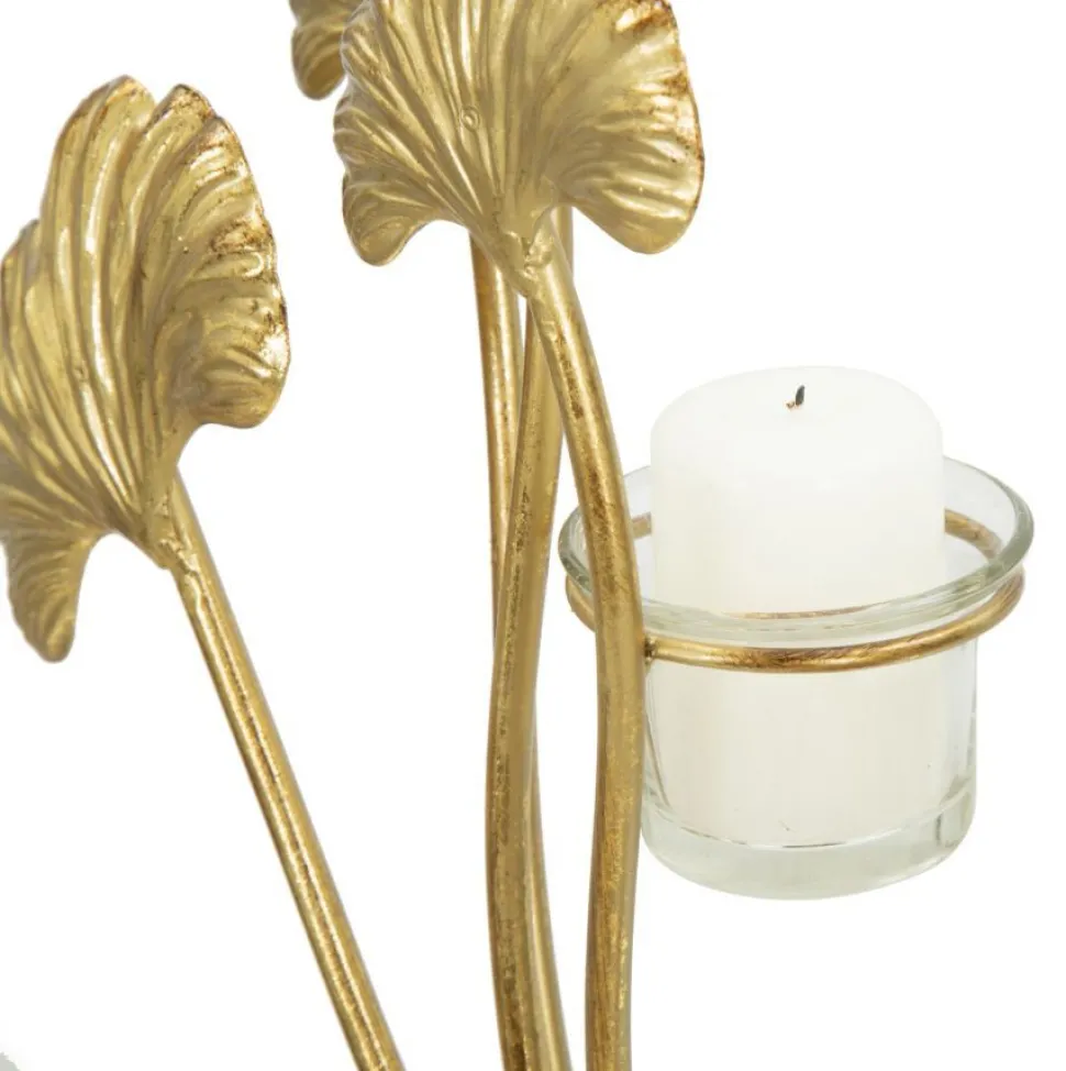 Porte-bougie Glam Métal Doré et Verre base Noir