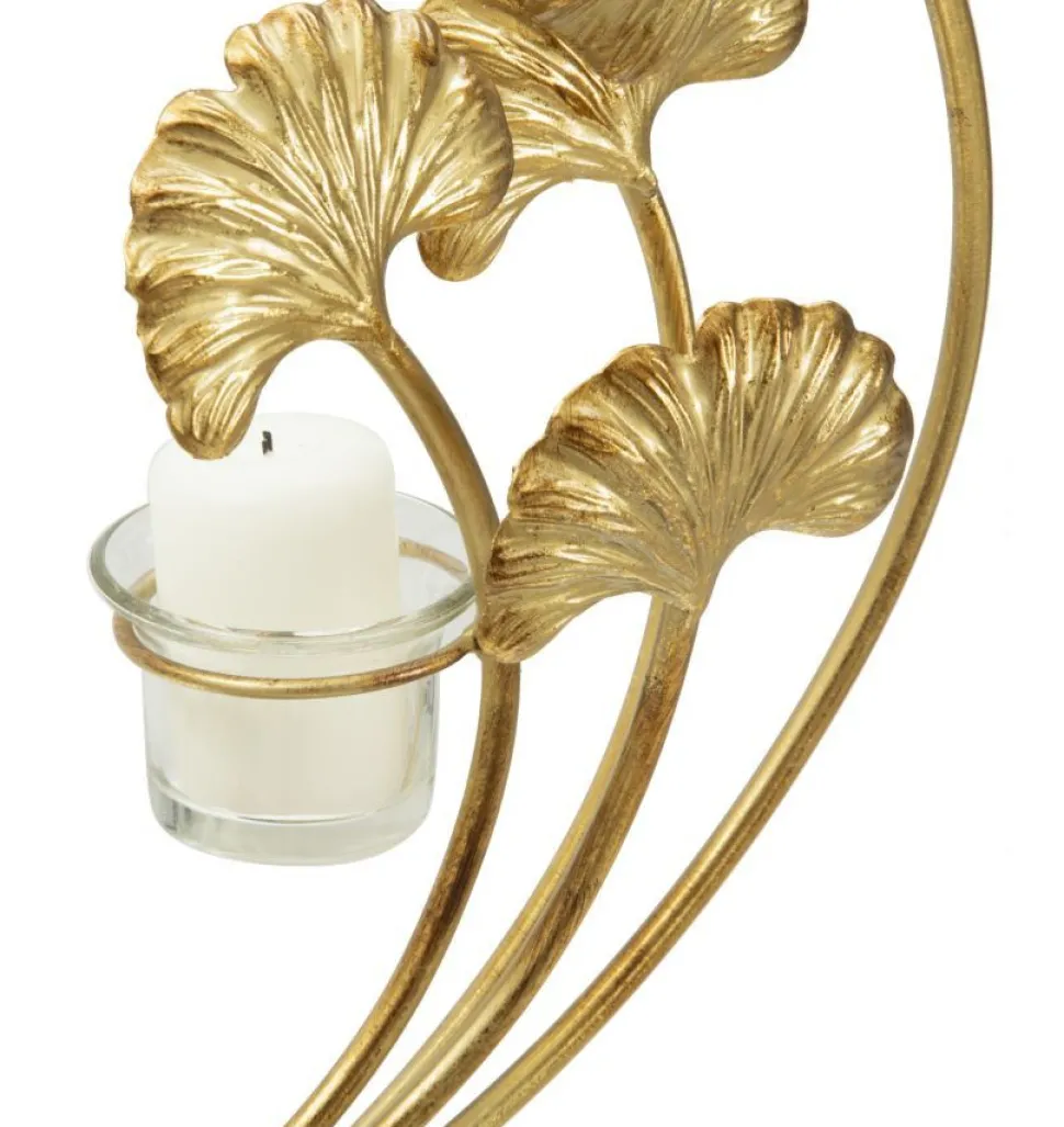Porte-bougie Glam Métal Doré et Verre base Noir