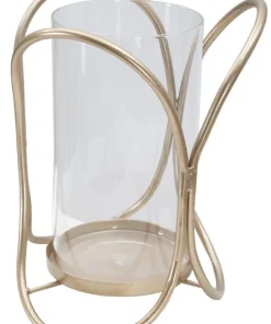 Porte-bougie Glox Métal Doré Verre Transparent