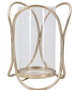 Porte-bougie Glox Métal Doré Verre Transparent