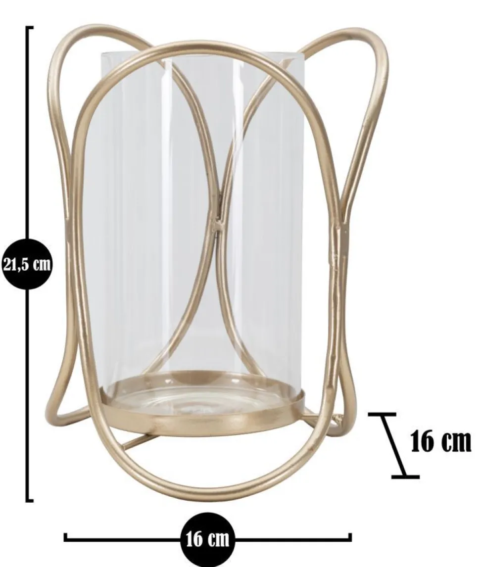 Porte-bougie Glox Métal Doré Verre Transparent