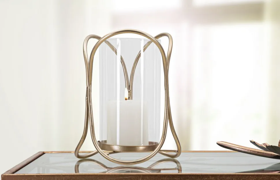 Porte-bougie Glox Métal Doré Verre Transparent