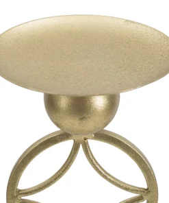 Porte-bougie géométrique métal doré et marbre Blanc