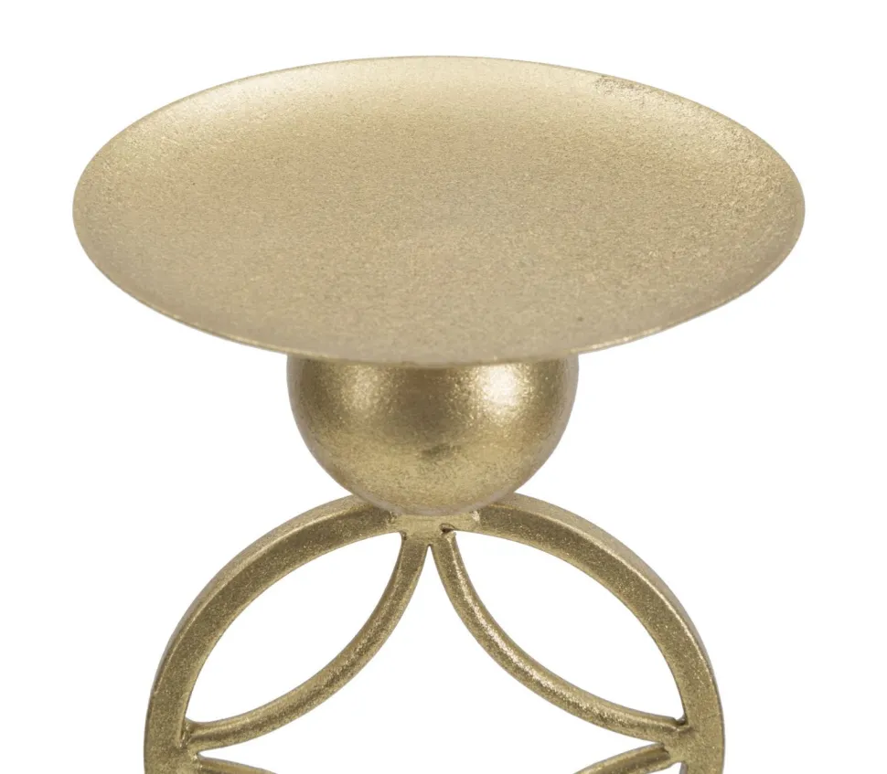 Porte-bougie géométrique métal doré et marbre Blanc