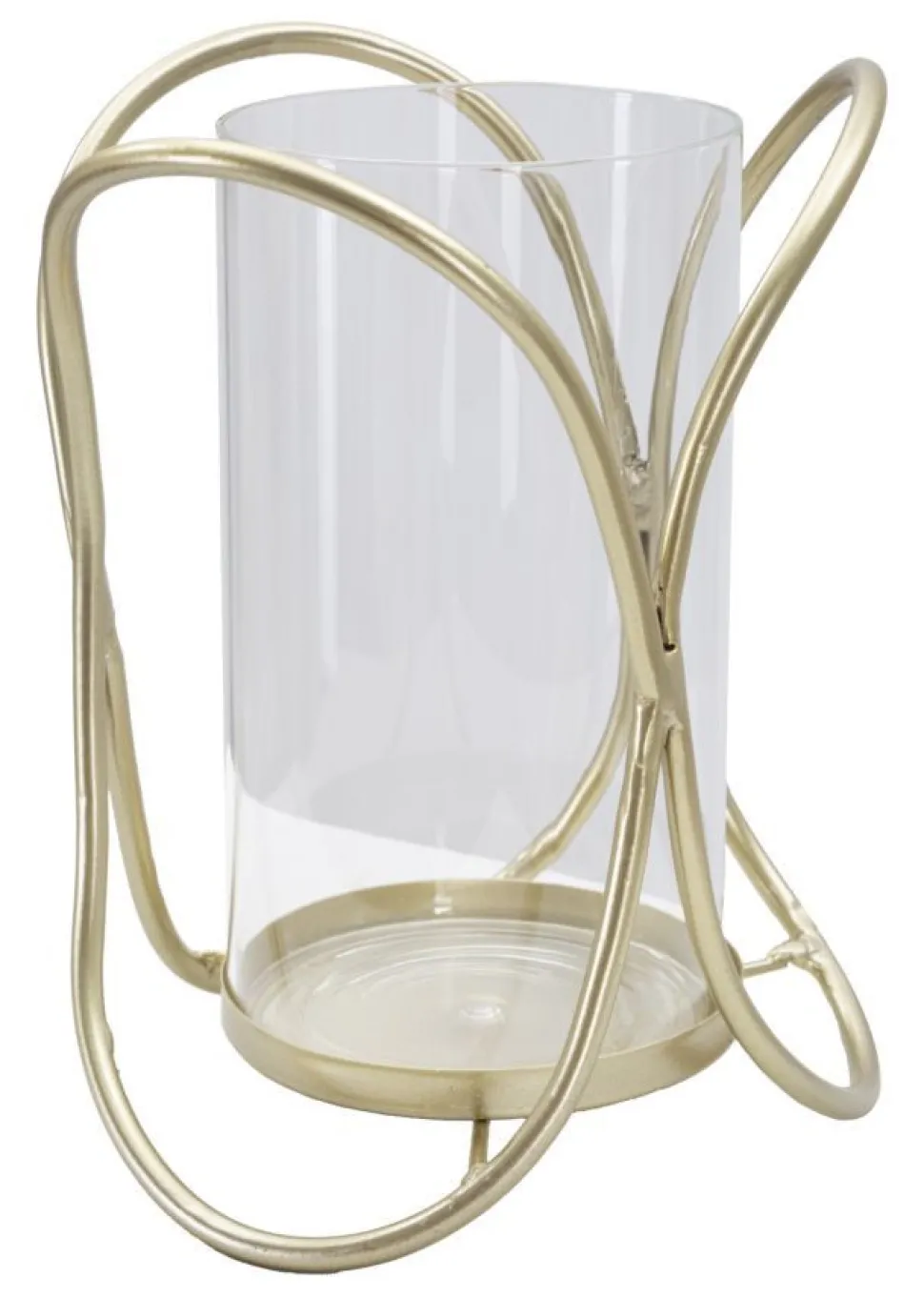 Porte-bougie géométrique métal doré et verre transparent