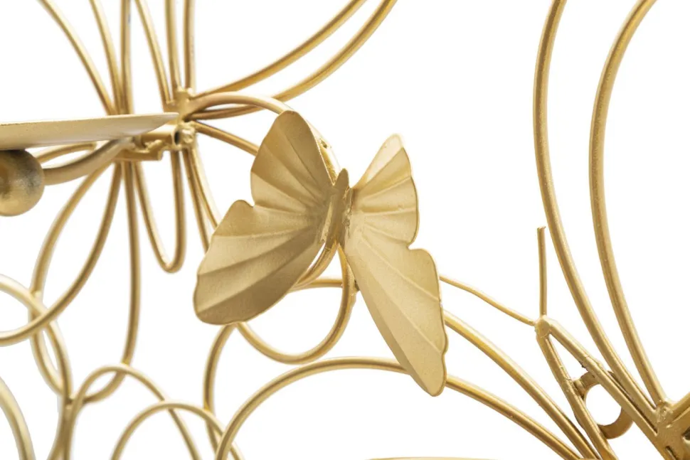 Porte-bougie mural Papillons Métal Doré Verre