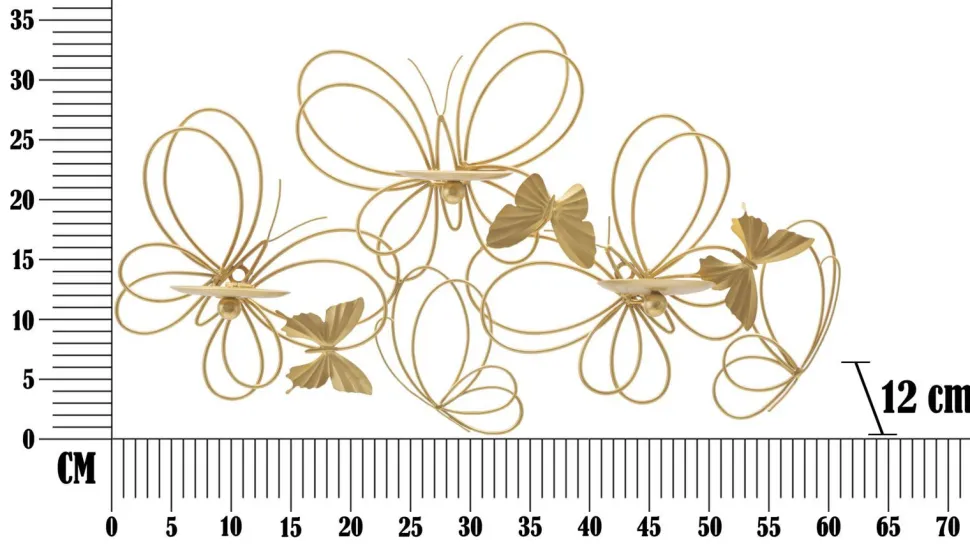 Porte-bougie mural Papillons Métal Doré Verre