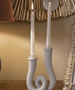 Porte-bougie sculptural en Pierre couleur Beige