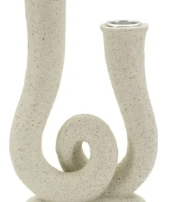 Porte-bougie sculptural en Pierre couleur Beige