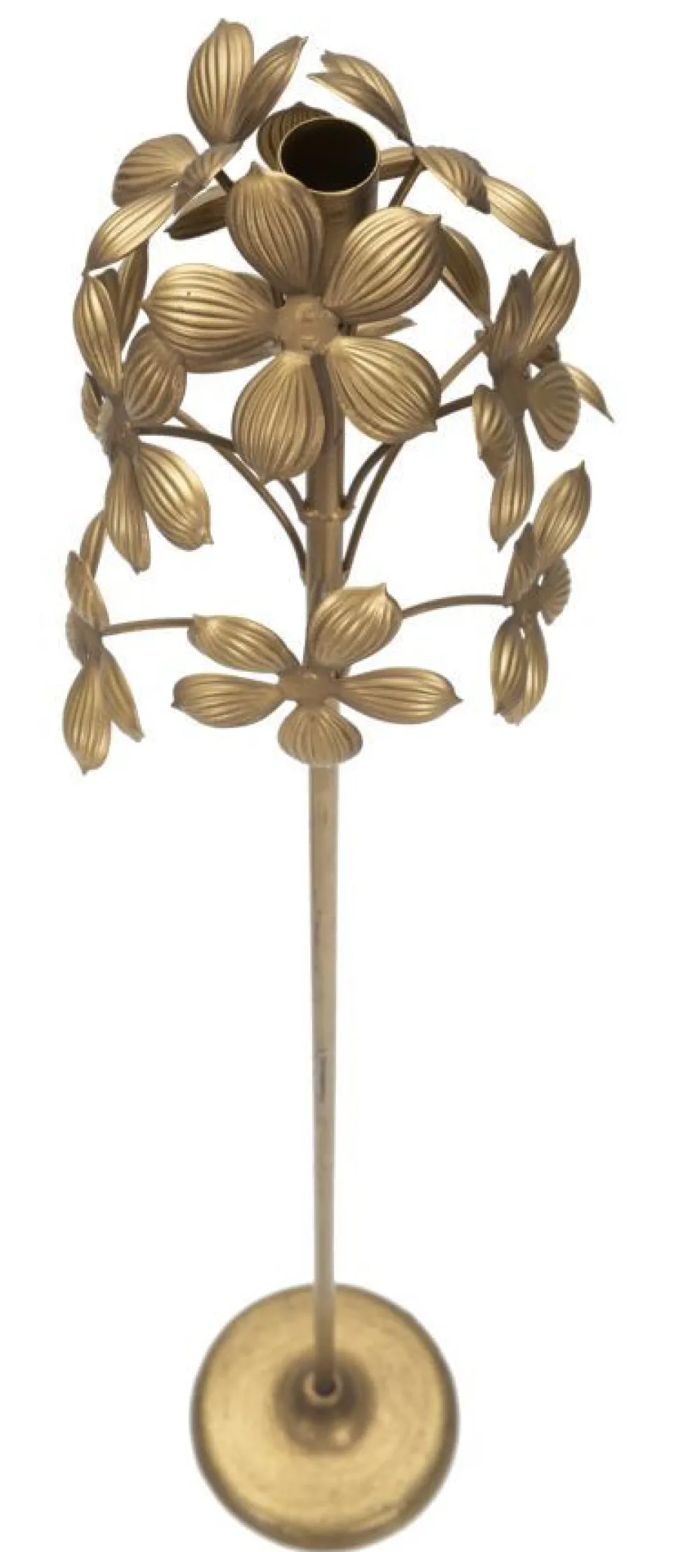 Porte-bougies en fer doré décorations florales
