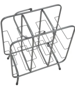 Porte-bouteilles 9 trous métal gris foncé avec poignée