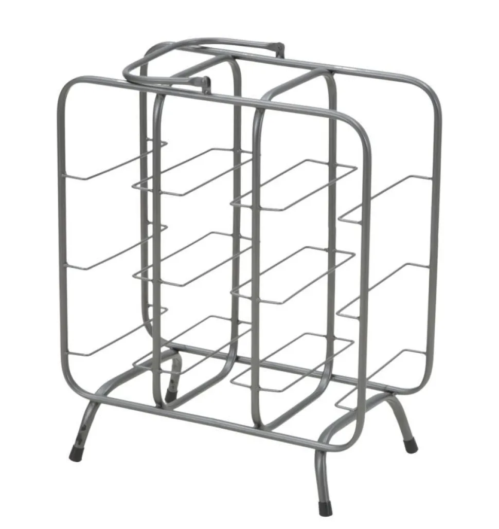 Porte-bouteilles 9 trous métal gris foncé avec poignée
