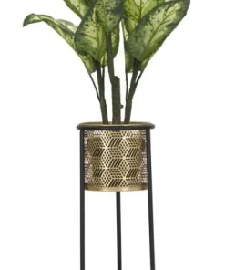 Porte-fleur à deux niveaux DOPPIO Métal doré ciselé et métal noir