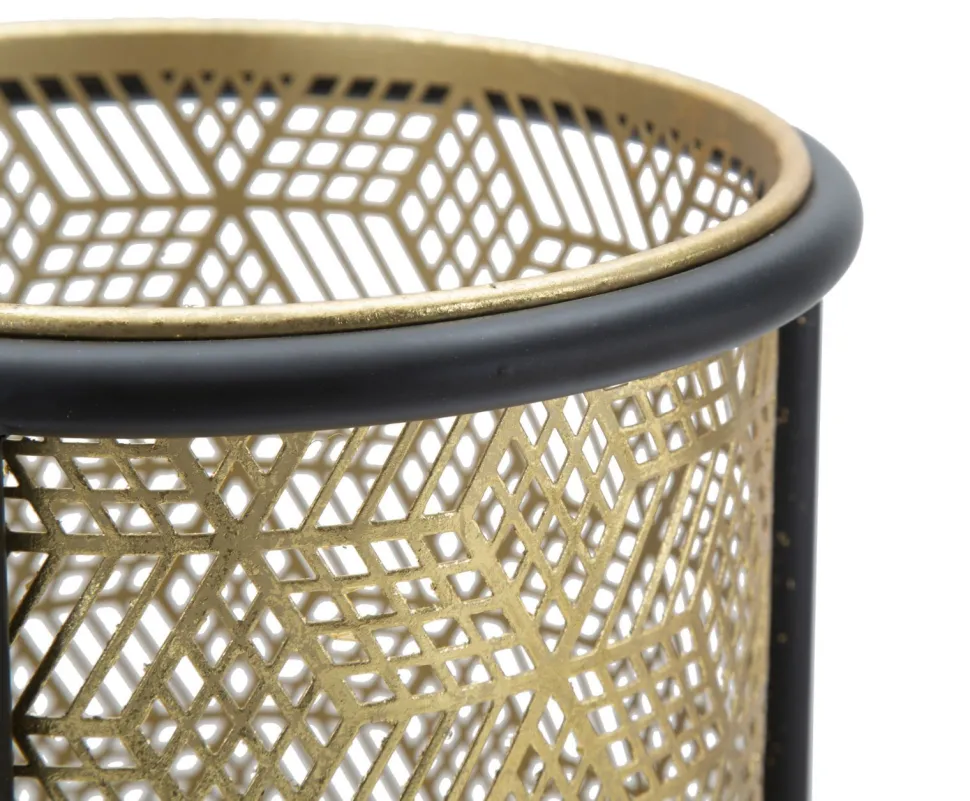 Porte-fleur à deux niveaux DOPPIO Métal doré ciselé et métal noir