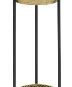 Porte-fleur à deux niveaux DOPPIO Métal doré ciselé et métal noir