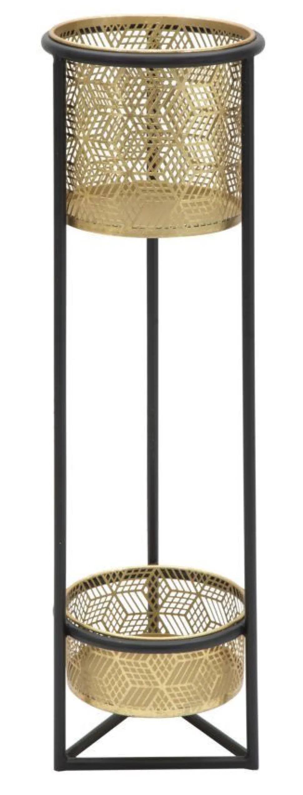 Porte-fleur à deux niveaux DOPPIO Métal doré ciselé et métal noir