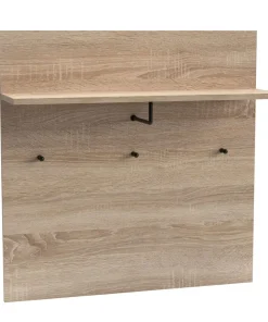 Portemanteau mural avec étagère et 3 patères Irysel 80x80cm Bois sonoma