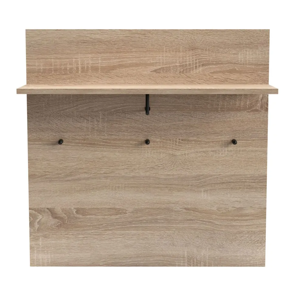 Portemanteau mural avec étagère et 3 patères Irysel 80x80cm Bois sonoma