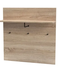 Portemanteau mural avec étagère et 3 patères Irysel 80x80cm Bois sonoma