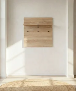 Portemanteau mural avec étagère et 3 patères Irysel 80x80cm Bois sonoma