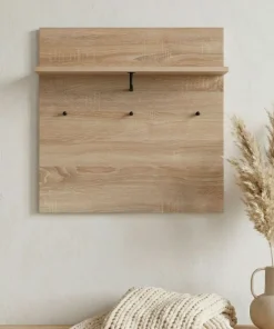Portemanteau mural avec étagère et 3 patères Irysel 80x80cm Bois sonoma