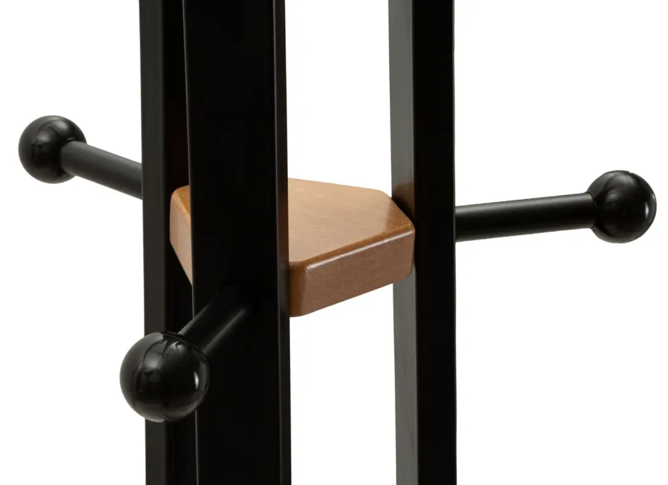 Porte-manteau X design minimaliste bois Noir et accents Orange