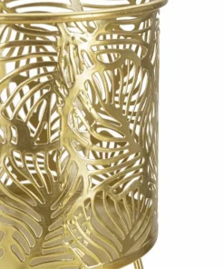 Porte-vase set de 2 en métal doré décoré de feuilles
