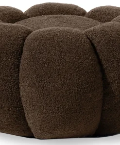 Pouf design fleur Arielina Tissu bouclette Marron