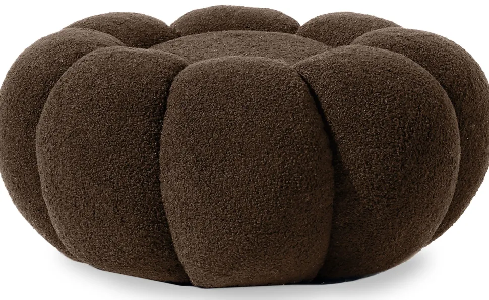 Pouf design fleur Arielina Tissu bouclette Marron