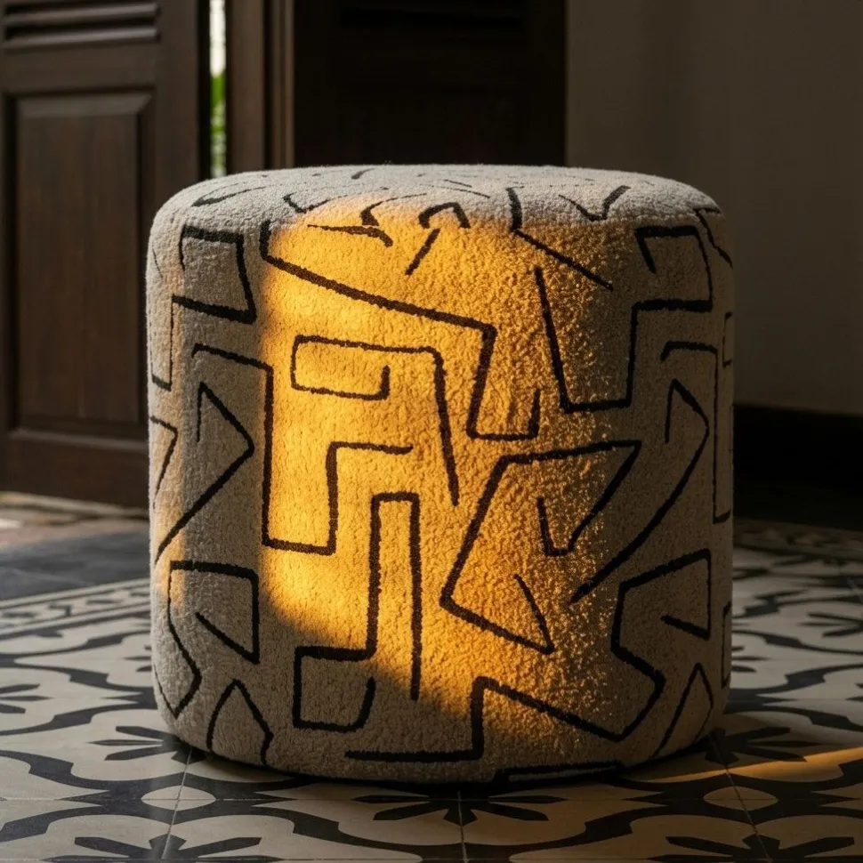 Pouf Nairobi motif abstrait