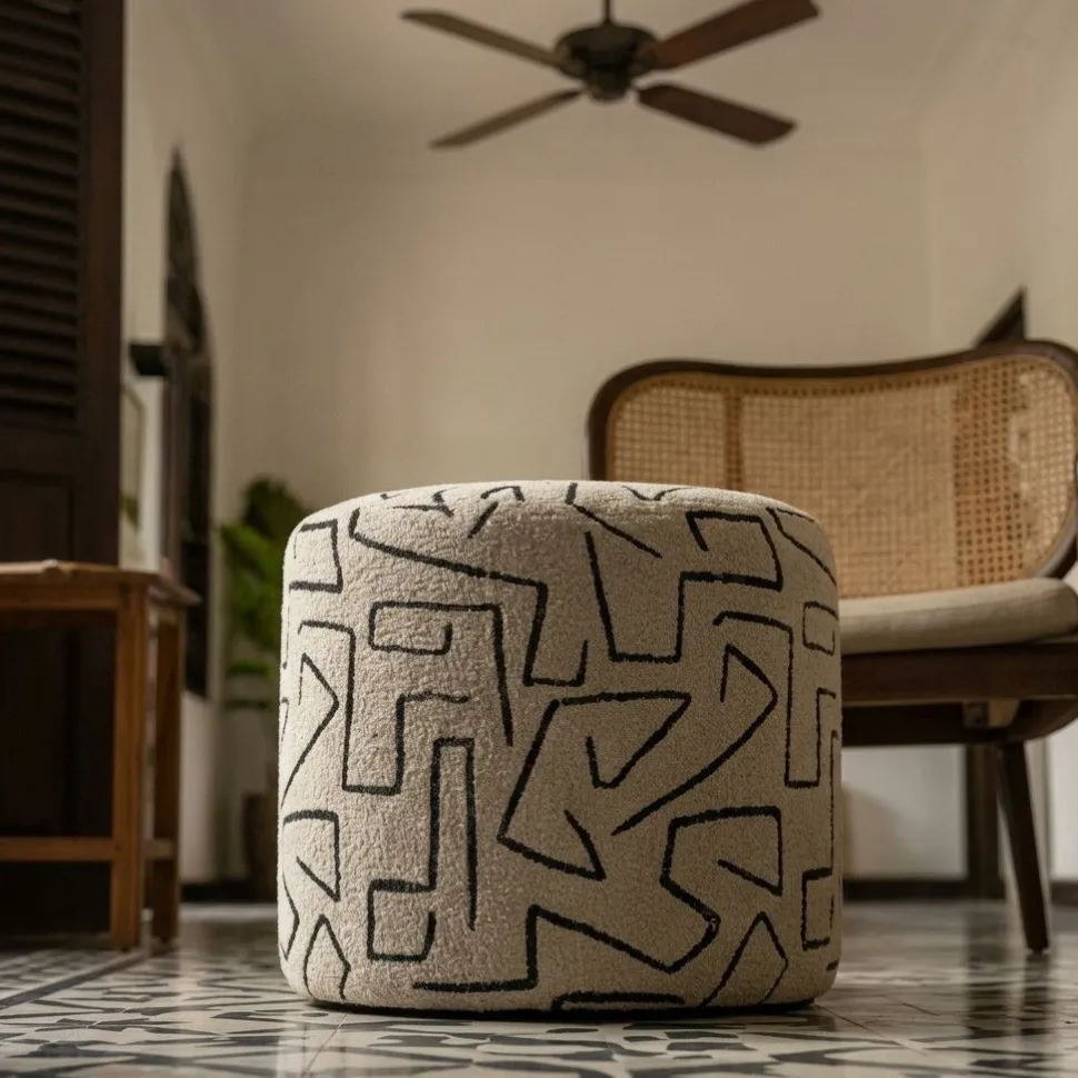 Pouf Nairobi motif abstrait